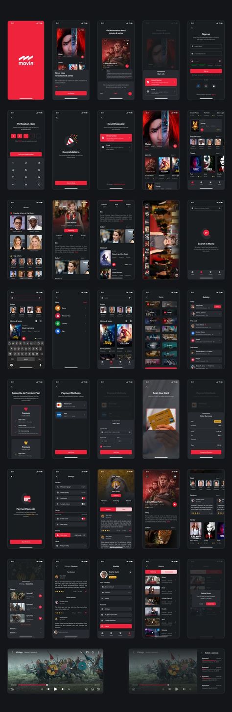 Movies Streaming App UI Kit Art, Nice, User Interface Design, Mobile App Ui, Mobile App Design, Mobile App Design Inspiration, Mobile Ui Design, Mobile App, Film App