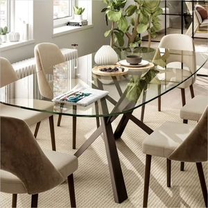 Dining room chairs - Home decor dining room table ideas Dining Table Glass Top Wood Base, Glass Top Dinning Table, Clear Dining Room Table, Clear Dining Table, Dining Table Glass Top, Dining Table Glass, Dining Room Glass Table, Glass Kitchen Table, Glass Dining Room Table Decor