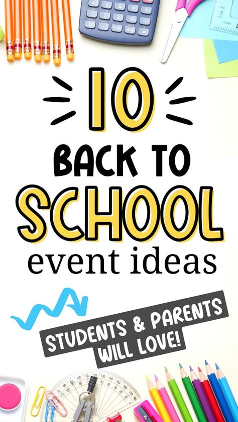 Are you wondering how to make back to school more fun for kids? Grab these 10 fun back to school event ideas! Students of all ages will benefit: elementary, preschool, middle school and more. Includes party ideas, games, welcome ideas, and activities. Grab more great room mom ideas for school programs and events at roommomrescue.com. Primary School Education, School Event Themes, School Year Themes, School Wide Themes, Back To School Party, Elementary Schools, Welcome Back To School, School Programs, School Events