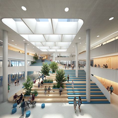 Henning Larsen unveils a new campus center for the MCI in Austria | News | Archinect Library Architecture, Architecture, Building Lobby Design, Public Building, Office Building, Architect, Architecture Building, Building Design, Concept Architecture