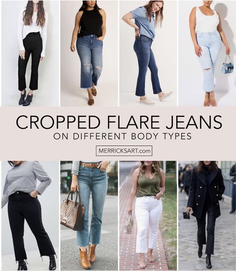 cropped flare jeans on other body types Jeans, Flare, Crop Flare Jeans, Denim Jeans Outfit, Denim Jeans, Flare Crop Jeans Outfit, Cropped Flare Jeans Outfit Winter, Flare Jeans, Flared Jeans Outfit Fall