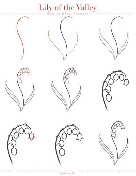 How To Draw Flowers Tutorial, How To Draw Lily, How To Draw Lily Of The Valley Step By Step, How To Draw A Lily, How To Draw A Lily Flower, How To Draw Flowers, How To Draw Violets, How To Draw A Flower, How To Draw Flower