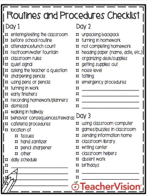 Use this back to school checklist to establish routines and procedures during the first three days of school. Pre K, First Week Of School Ideas, Humour, Organisation, Teacher Checklist, School Routines, School Checklist, Back To School Checklist, School Procedures
