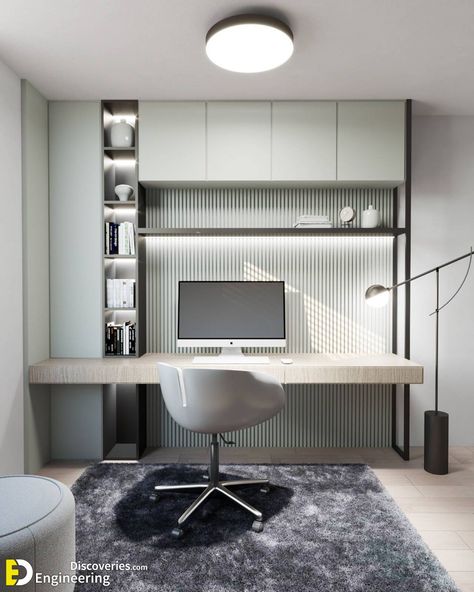 Home Office Ideas That Will Make You Want To Work All Day | Engineering Discoveries Home Office Design, Office Interior Design, Home Office, Home Office Setup, Home Study Rooms, Study Room Design, Study Table Designs, Home Desk, Modern Home Offices