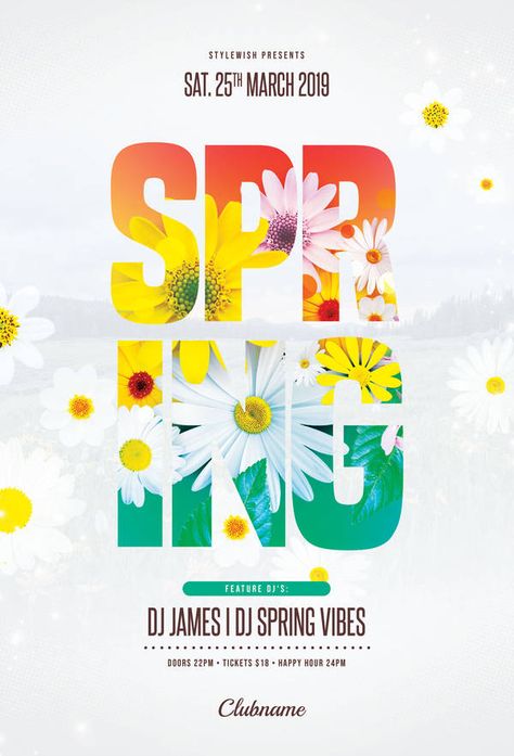 Spring Flyer by styleWish. Download the PSD design for $9 at Graphicriver. Web Design, Design, Spring Festival Poster Design, Event Poster, Party Flyer, Festival Flyer, Flyer And Poster Design, Event Poster Design, Spring Music