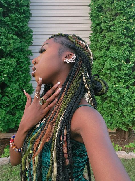 Ideas, Braided Hairstyles, Outfits, People, Pretty Braided Hairstyles, Cute Box Braids Hairstyles, Box Braids Hairstyles, Hair Jewelry For Braids, Braids With Extensions