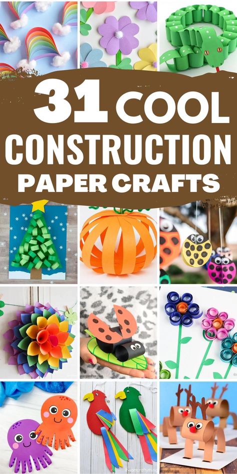 Crafting with construction paper is a favorite activity of kids and adults alike. There are many different types of construction paper crafts that you can do with your kids. You can make cool paper crafts like construction paper flowers, animals, or any other seasonal crafts. The possibilities are endless! Pre K, Construction Paper Projects, Construction Paper Crafts, Construction Paper Flowers, Spring Crafts For Kids, Construction Paper, Construction Paper Art, Preschool Construction Paper Crafts, Easy Paper Crafts