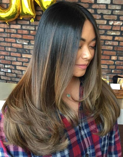 Black To Brown Ombre Hair Long Layered Hair, Ombre, Long Blonde Hair, Ombre Hair Blonde, Haar, Black To Brown Ombre Hair, Long Thick Hair, New Long Hairstyles, Layered Hair