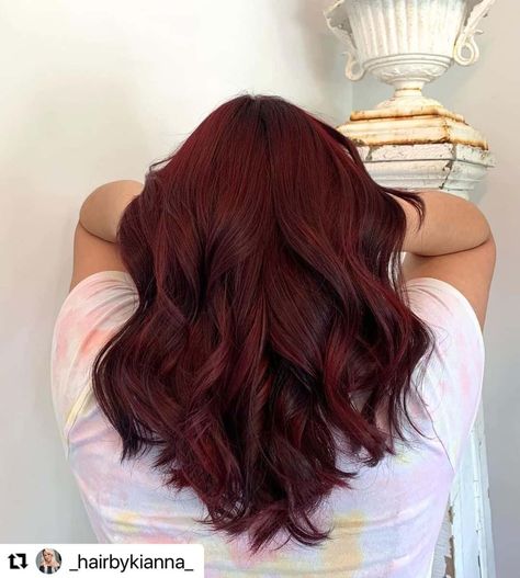 There is something gorgeous about dark red hair. This wine colored hair looks fantastic on anyone and is perfect for the summer and winter seasons. Th... Auburn Hair, Balayage, Dark Red Hair Color, Red Hair Color, Deep Red Hair Color, Dark Red Balayage, Red Balayage Hair, Red Hair For Summer, Dark Red Hair