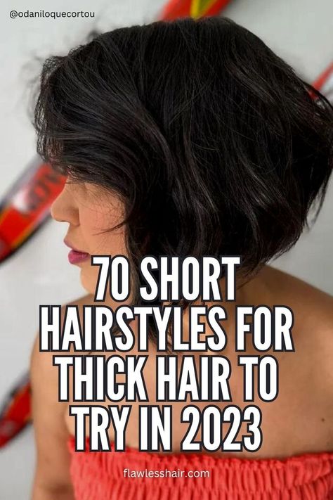 Trendy short hairstyles for thick hair - Find the perfect short haircuts for thick hair with medium length haircuts and stylish short thick hair styles. #ShortHairstylesForThickHair #MediumLengthHaircut #TrendyShortHaircuts #ShortThickHairstyles #StylishShortHaircuts Thick Coarse Hair, Thick Shoulder Length Hair With Layers, Thick Wavy Haircuts, Thick Shoulder Length Hair, Cuts For Thick Hair, Bobs For Thick Hair, Short To Medium Haircuts, Thick Bob Haircut, Thick Short Hair Cuts