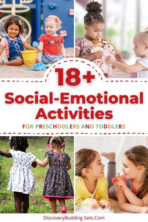 18 easy social-emotional learning activities for preschoolers and toddlers that support relationship skills: identifying their emotions and understanding others' feelings. Sharing and turn-taking activities for toddlers and preschoolers. Cooperation and friendship skills for kids. Build their skills with easy, interactive, and fun activities. Try them now! Pre K, Ideas, Social Emotional Learning Activities For Toddlers, Social Emotional Activities Toddlers, Social Skills Activities, Social Emotional Development Preschool, Social Emotional Development Activities, Social Skills Games, Social Emotional Activities