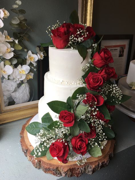 Wedding Cakes, Wedding Cake Designs, Wedding Cake Red, Wedding Cake Roses, Custom Wedding Cakes, Amazing Wedding Cakes, Beautiful Wedding Cakes, Red Rose Wedding Cake, Dream Wedding Cake