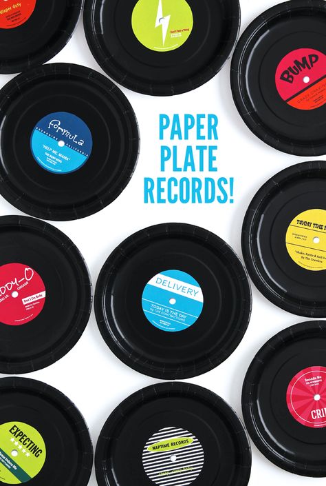 Check out these DIY Paper Plate Records using this cute printable from @PagingSupermom Pre K, Retro, Beatles, Diy Paper, Music Party, Music Themed, Printable, Music Theme Birthday, Classroom