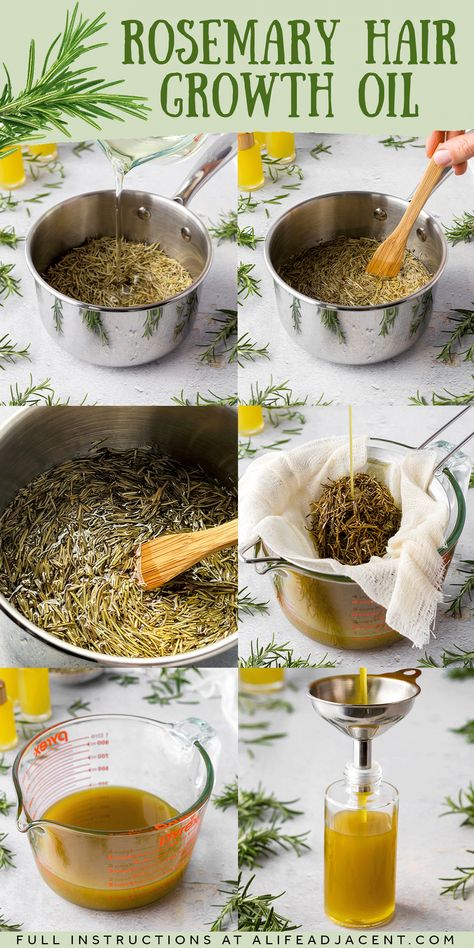 Infographic showing process of making DIY rosemary oil for hair growth. Fresh, Ideas, Face, Body, Beautiful, Natural, Strong Hair, Perawatan Kulit, Long Thick Hair
