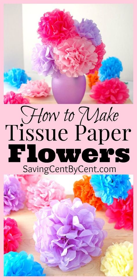 Learn how to make tissue paper flowers to add decor around the house or to give to someone you love. Crafts, Tissue Paper Crafts, Tissue Paper Flowers, Decoration, Diy, Paper Flowers, Tissue Paper Flowers Diy, Paper Flowers Diy, Tissue Flowers