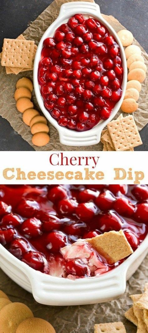 Desserts, Cheesecakes, Cherry Cheesecake Dip, Cherry Cheesecake Dip Recipe, Cherry Cheesecake, Cherry Pie Filling, Cherry Desserts, Cheesecake Lovers, Creamy Cheesecake