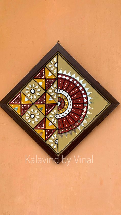 Mosaic Art, Art, Mandalas, Decoration, Mud Mirror Work On Wall, Indian Wall Art, Clay Wall Art, Traditional Indian Wall Decor, Traditional Wall Art