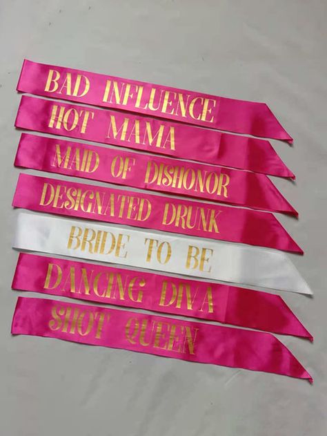 7 pack Bachelorette Sashes for Bridal Party - 6 Hot Pink Team Bride Sashes with 1 White Bride to Be Sash - Funny Sashes Set for Bachelorette AccessoriesI discovered amazing products on SHEIN.com, come check them out! Bachelorette Party Activities, Bachelorette Party Favor Bags, Bachelorette Party Themes, Bachelorette Sash, Bachelorette Party Bride, Awesome Bachelorette Party, Bachelorette Party Outfit, Bachelorette Party Weekend, Bachelorette Party
