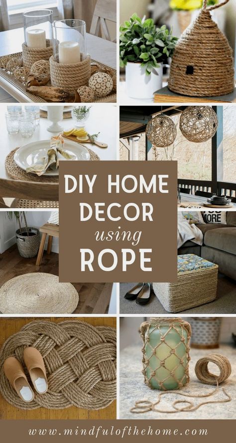 #farmhouse #modernfarmhouse #farmhousedecor Diy Craft Projects, Rope Projects, Rope Crafts Diy, Diy Crafts For Home Decor, Diy Crafts Hacks, Diy Crafts To Sell, Diy Crafts For Kids, Rope Craft Ideas, Dollar Store Diy Projects