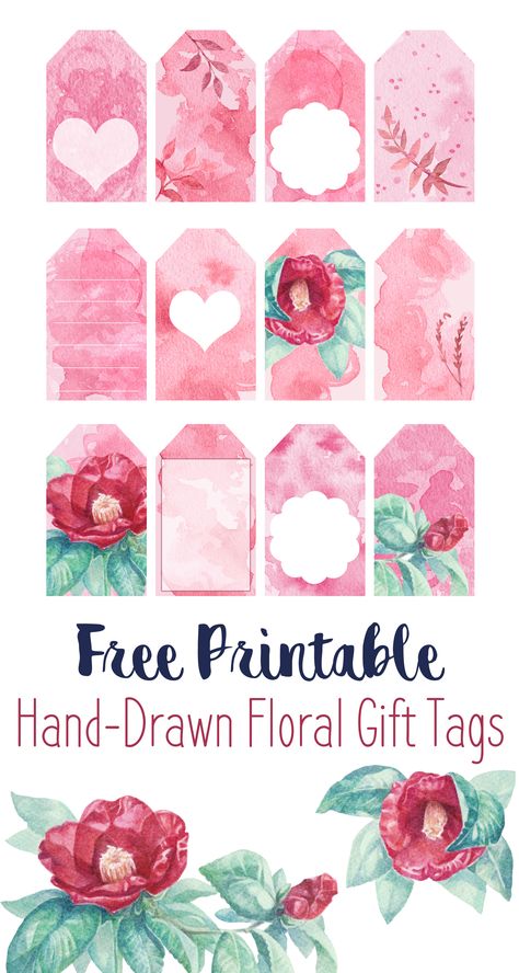 Free printable watercolor flower gift tags! Hand-drawn art turned into DIY printables, to use as gift labels or for your scrapbook & journal. Unique, vintage floral watercolour illustration perfect for spring! #freebies #printables #gifttags Decoupage, Crafts, Origami, Scrapbook Journal, Diy Journal, Diy Printables, Printable Tags, Scrapbook Art, Printable Stickers