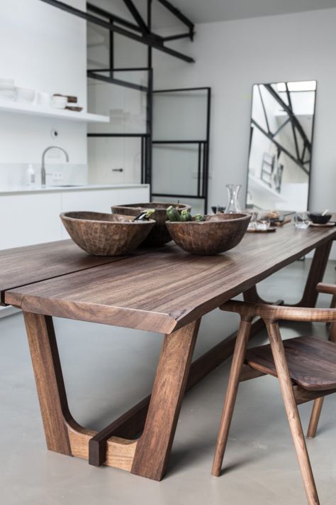 Rafa-kids Loft in Rotterdam custom made table Wood Table Design, Wooden Tables, Wooden Dining Tables, Wood Dining Room, Wood Table Legs, Dinning Table Wood, Dinning Table Design, Wood Dining Table, Wood Table