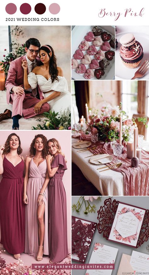 berry pink and burgundy stylish micro wedding - Wedding Color Trend 2021 #wedding #trends #color Wedding Color Palette Summer, Pink And Burgundy Wedding, Pink Wedding Color Scheme, Wedding Color Palette, Wedding Color Combinations, Wedding Color Schemes, Wedding Colors Blue, Wedding Color Trends, Wedding Color Pallet