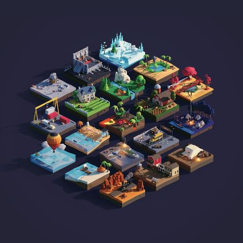 Low Poly Worlds on Behance Animation, Pixel Art, Low Poly 3d, Low Poly Games, Game Concept Art, Game Design, Lowpoly Art, Game Environment, Low Poly Models