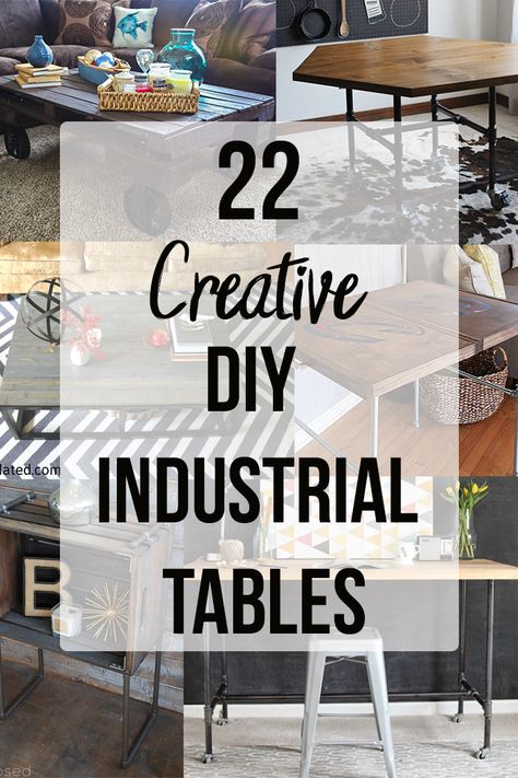 Creativeideas for DIY industrial tables! Awesome projects using pipes for dining table, industrial coffee tables, end tables and so much more! #AnikasDIYLife #industrial Tables, Disney, Ideas, Diy, Industrial, Design, Industrial Table Diy, Diy Industrial Furniture, Diy Industrial Home Decor