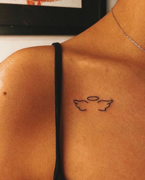 Hand Tattoos, Tattoos, Tattoo, Little Tattoos, Finger Tattoos, Small Angel Tattoo, Little Devil Tattoo Simple, Angel Devil Tattoo, Cute Tattoos With Meaning