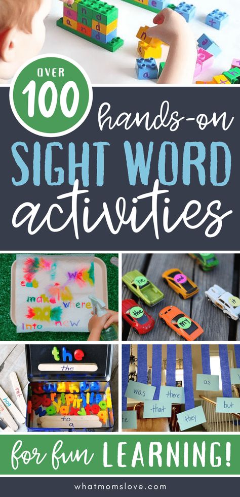 Fun Sight Word Activities | How to teach sight words at home with creative, hands-on games and activities. Perfect for pre-school, kindergarten and first grade. Includes active, gross motor ideas, outdoor games, sensory bins, and more! Summer, Sight Words, Pre K, Sight Word Games, Outdoor Games, Teaching Sight Words, Learning Sight Words, Sight Words Kindergarten Activities, Word Games For Kids
