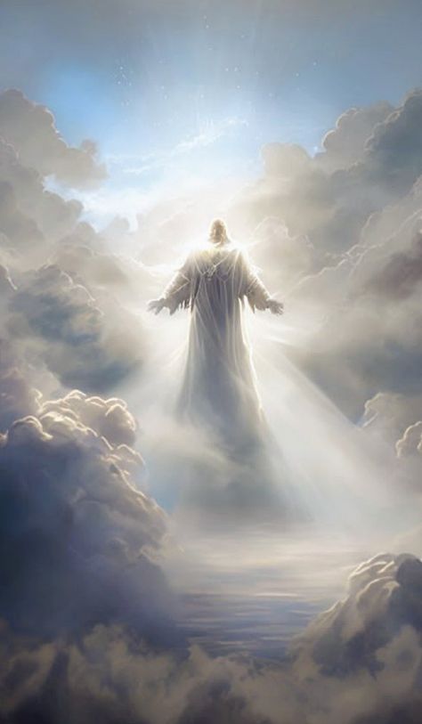 The Lord God depicted watching from the clouds above. The Alpha and the Omega, the beginning and the end. As it was in the beginning, is now, and forever shall be, world withouot end, Amen!