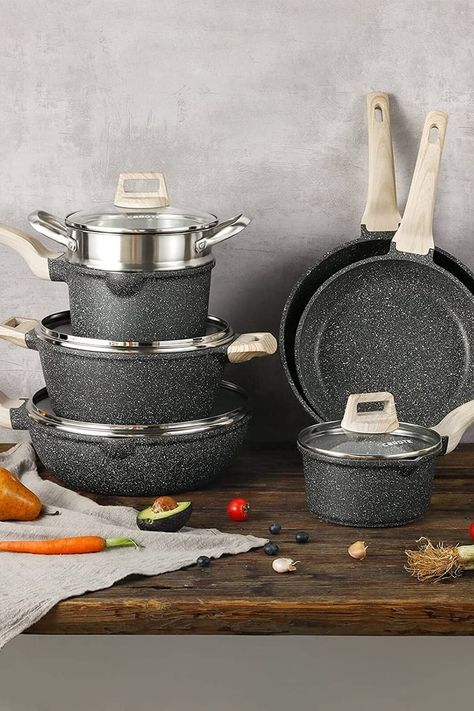 Best Cookware Sets From Amazon | 2022 Cookware Set, Best Nonstick Cookware Set, Induction Stove, Kitchen Essentials, Kitchen Devices, Smart Kitchen, Kitchen Set Up, Food Shop, Pot Sets
