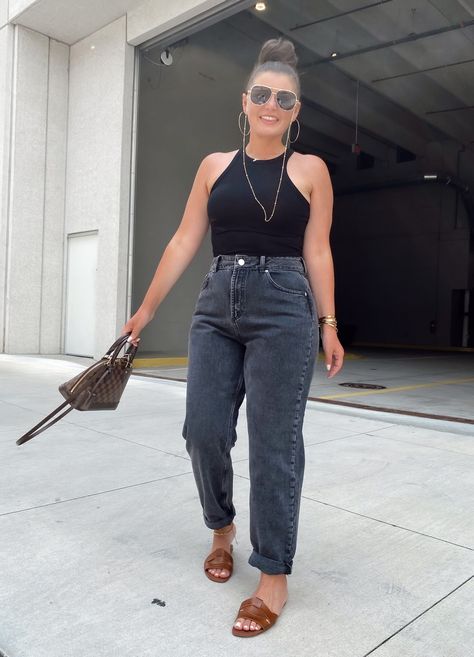 5 WAYS TO WEAR BLACK JEANS FOR SUMMER | THE RULE OF 5 Outfits, Casual, Midsize Outfits Summer, Casual Neutral Outfits, Everyday Casual Outfits, White Jeans Outfit Summer, Black Jeans Outfit Summer, Outfit Ideas Midsize, Casual Summer Outfits With Jeans