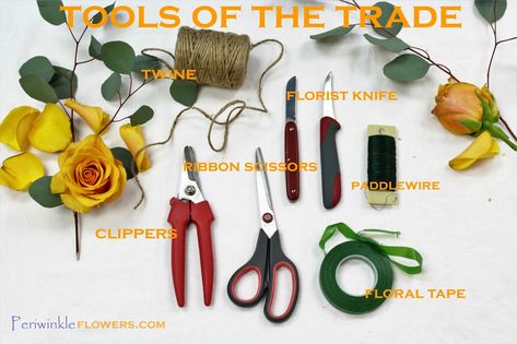 tools of the trade for florists via periwinkle flowers Arts And Crafts, Floral, Play, Florist Tools, Floral Tape, Tools Accessories, Twine, Tools, Flower Guide
