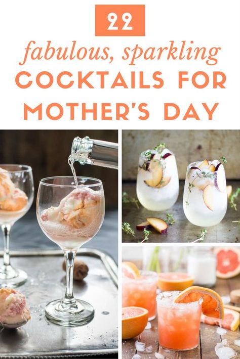 22 Fabulous, Sparkling Cocktails to Make for Mom on Mother's Day | the INSPIRED home Ina Garten, Alcohol, Brunch, Smoothies, Cocktail Drinks, Party Drinks, Cocktail Making, Mothers Day Brunch, Fun Drinks