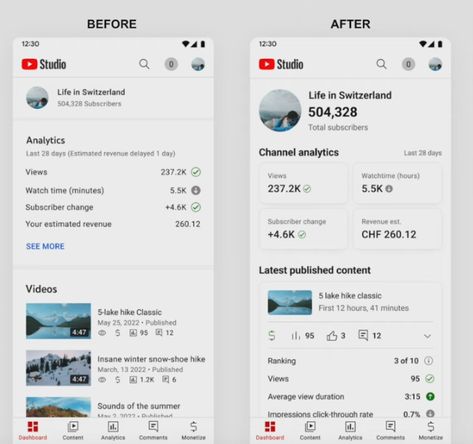 YouTube Rolls Out Updated Analytics UI in YouTube Studio App | Social Media Today Social Marketing, Studio, Youtube, Analytics Ui, Analytics Dashboard, Youtube Analytics, Analytics, App Social, Social Media Marketing