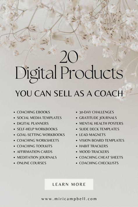 Are you looking to add digital coaching products to your coaching business? Many coaches are now turning to digital products to sell and increase their success. Miri Campbell has been a successful digital coach for many years and has the tools to help you take your coaching business to the next level. Click to read more and begin learning how to create and monetize digital coaching products today! Design, Coaching, Ideas, Online Business Tools, Online Coaching, Online Coaching Business, Coaching Business Tools, Business Coaching Tools, Coaching Tools