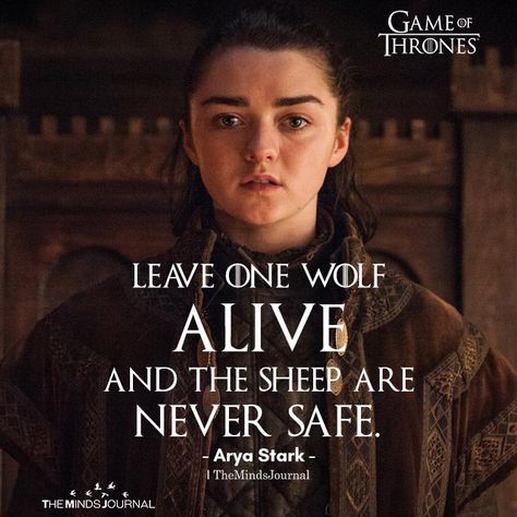 Leave One Wolf Alive https://themindsjournal.com/leave-one-wolf-alive Film Quotes, Game Of Thrones, Game Of Thrones Quotes, Arya Stark Quotes, Game Of Thrones Show, Game Of Thrones Series, A Song Of Ice And Fire, Stark Quote, Game Of Thrones Fans