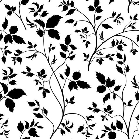 Floral seamless pattern. Flowers with leaves ornamental texture. Flourish nature summer garden textured background Floral, Decoration, Hoa, Bunga, Daun, Black And White Flowers, Flores, Flower Drawing Design, Black Flowers