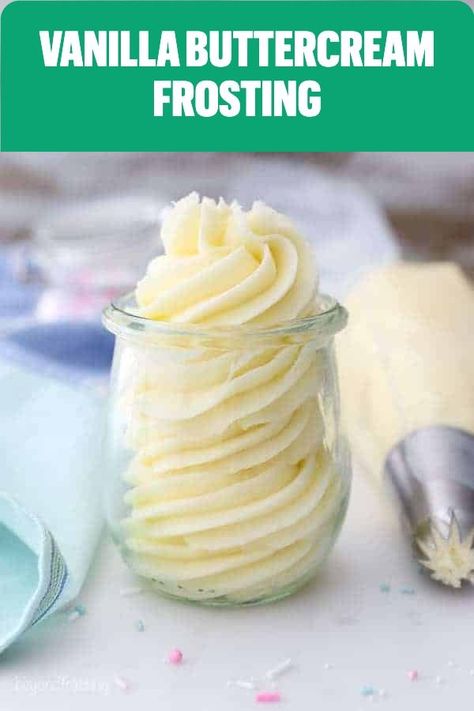 This Perfect Vanilla Frosting Recipe recipe is very versatile. It’s a basic vanilla buttercream using butter and powdered sugar. This is the perfect frosting for piping cupcakes and cake decorating. Dessert, Fondant, Pie, Vanilla Buttercream, Vanilla Buttercream Frosting, Vanilla Frosting Recipes, Vanilla Icing Recipe, Vanilla Frosting, Easy Vanilla Frosting