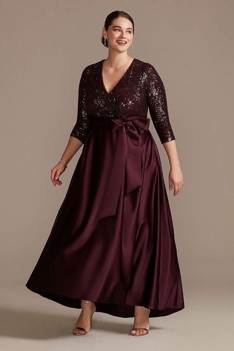 Gowns, Plus Size Gowns With Sleeves, Gowns With Sleeves, Plus Size Gowns Formal, Plus Size Evening Gown With Sleeves, Plus Size Gowns, Plus Size Ball Gown, Satin Dresses, Stretch Satin Dress