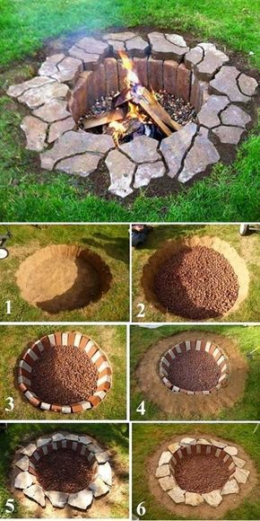 12 Easy and Cheap DIY Outdoor Fire Pit Ideas - The Handy Mano Back Garden Landscaping, Backyard Projects, Backyard Landscaping, Backyard Landscaping Designs, Backyard Diy Projects, Backyard Garden, Backyard Garden Design, Backyard Patio, Backyard Decor
