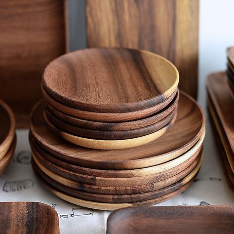 Round Wooden Plates High Quality Acacia Wood Serving Tray Cake Dishes Tableware Plate for Dessert Salad 2 Sizes Wood Utensils-in Dishes & Plates from Home & Garden on Aliexpress.com | Alibaba Group