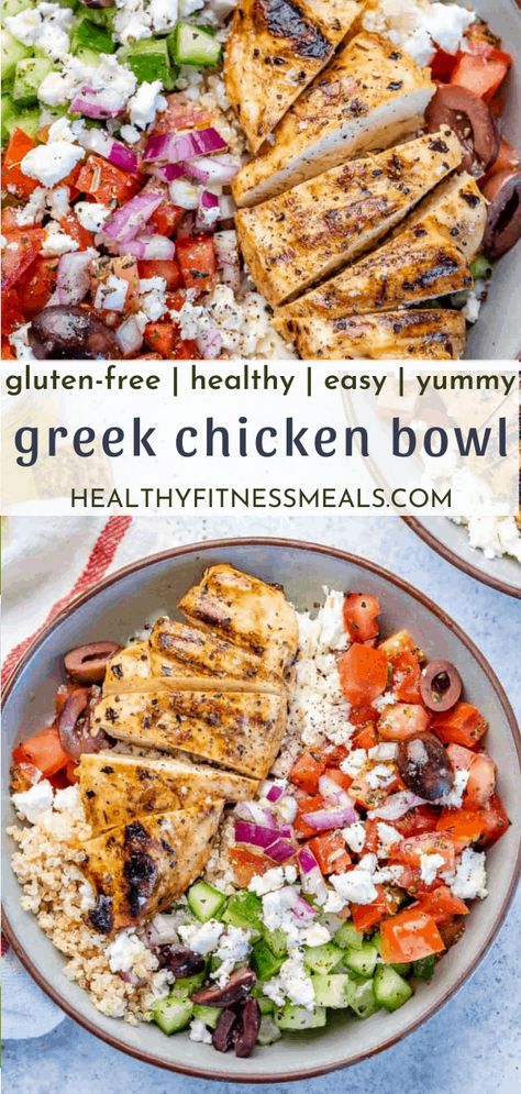 Greek Chicken Bowl Healthy Recipes, Courgettes, Pasta, Lunches, Clean Eating Snacks, Paleo, Quinoa Recipes Dinner, Low Fat Dinner Recipes, Healthy Gluten Free Dinner Recipes