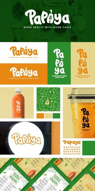Bright playful papaya drink branding design Orange Background #zicxa-photos #zicxa #images #background #wallpaper #freepik #shutterstock #VN Identity Design, Design, Branding, Template, Desain Grafis, Logo Design, Idées Instagram, Food Logo Design, Fruit Logo