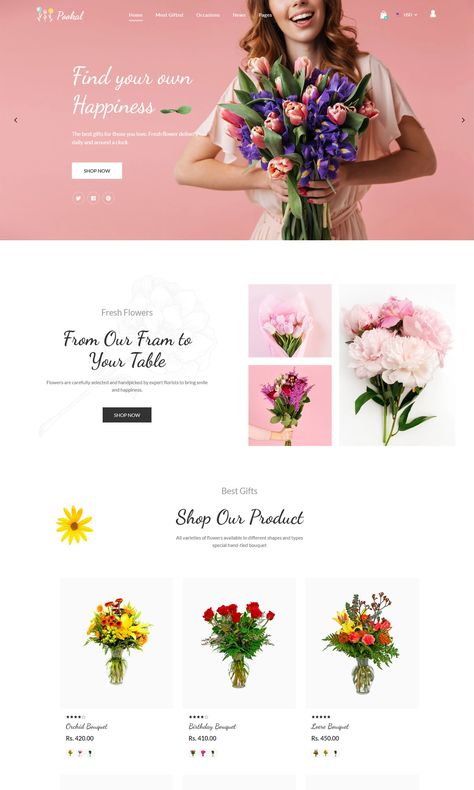 Flower Shop and Florist Shopify Theme Banner Design, Design, Web Design, Flower Delivery, Online Flower Shop, Online Flower Delivery, Flower Catalogs, Flower Business, Flower Shop Design