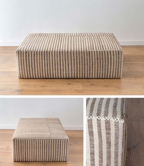 Emily Henderson_Amber Interiors_Topanga Ottoman_Pouf_Coffee Table Design, Interior, Home Décor, Ottoman, House, Amber Interiors, Reupholstery, Blog, Ottoman In Living Room