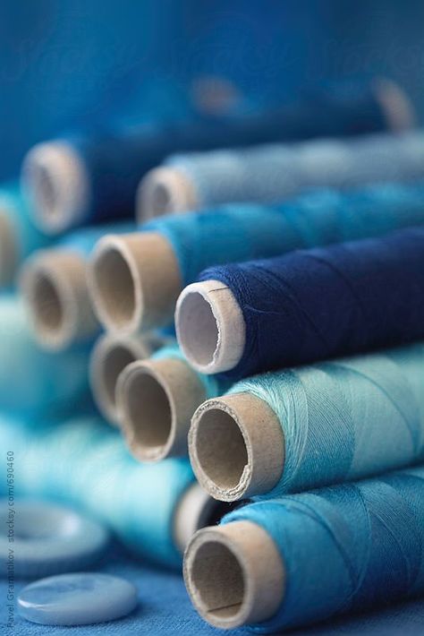 Stacked blue toned spools of threads by Pixel Stories for Stocksy United Turquoise, Design, Inspiration, Indigo Blue, Blue Tones, Shades Of Blue, Indigo, Thread Photography, Blues