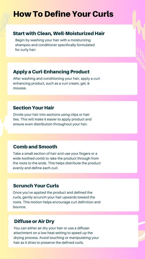 How To Define Your Curls. Experiment with different curl-enhancing products and styling methods to achieve the level of curl definition you desire. Be patient and embrace the natural beauty of your curls. Here are some steps to help you define your curls. Glow, Curls, Hair Tips, Hair Styles, Bobs, Ideas, Hair Inspo, Hair Style, Ginger Hair