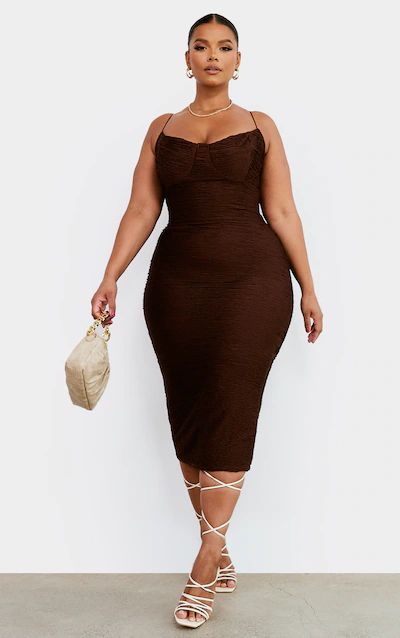 Plus Size Midi Dresses for Women | PrettyLittleThing USA Outfits, Plus Size Dresses, Scoop Neck Midi Dress, Plus Size Party Dresses, Midi Dress, Robe, Midi Length, Dress Clothes For Women, Strappy Midi Dress